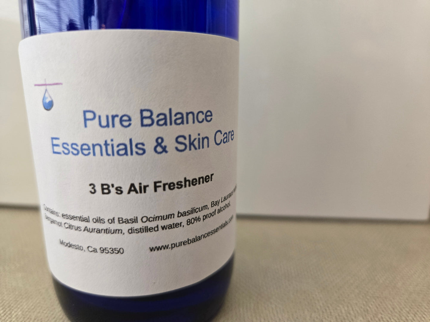 3 B's Air Freshener bottle with essential oils, 4 ounces, natural room freshener.