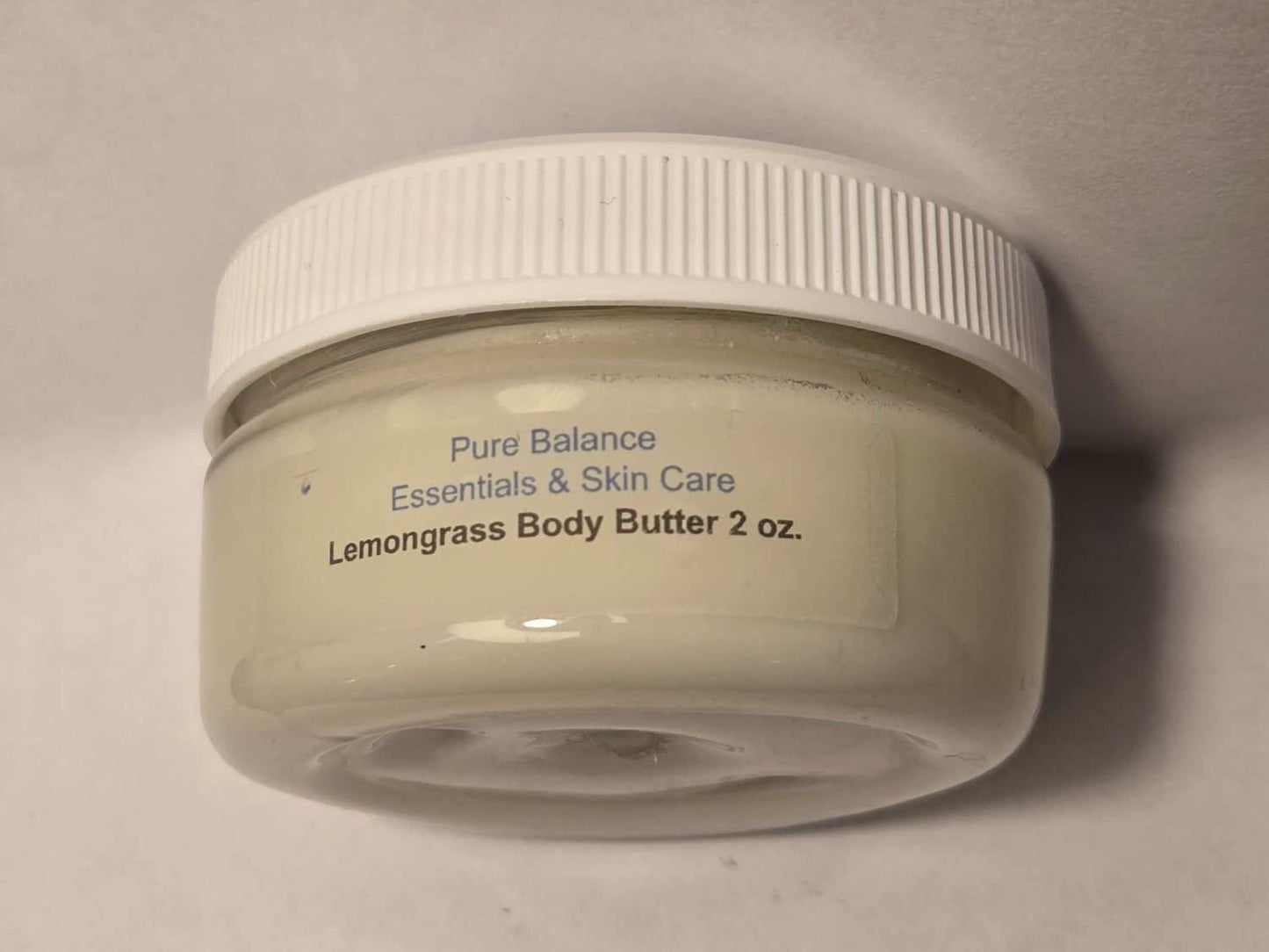 Lemongrass Body Butter jar, 2 oz, with organic shea and cocoa butter, essential oils.